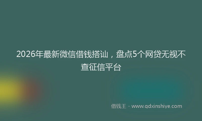 2026年最新微信借钱搭讪，盘点5个网贷无视不查征信平台