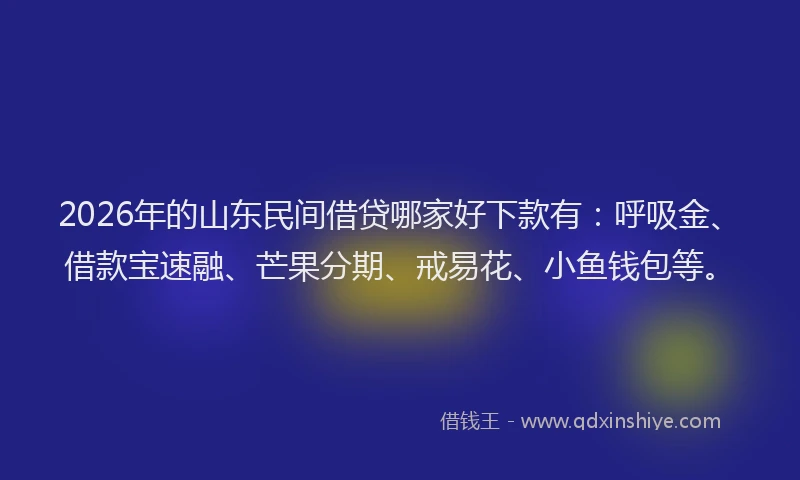 2026年的山东民间借贷哪家好下款有：呼吸金、借款宝速融、芒果分期、戒易花、小鱼钱包等。