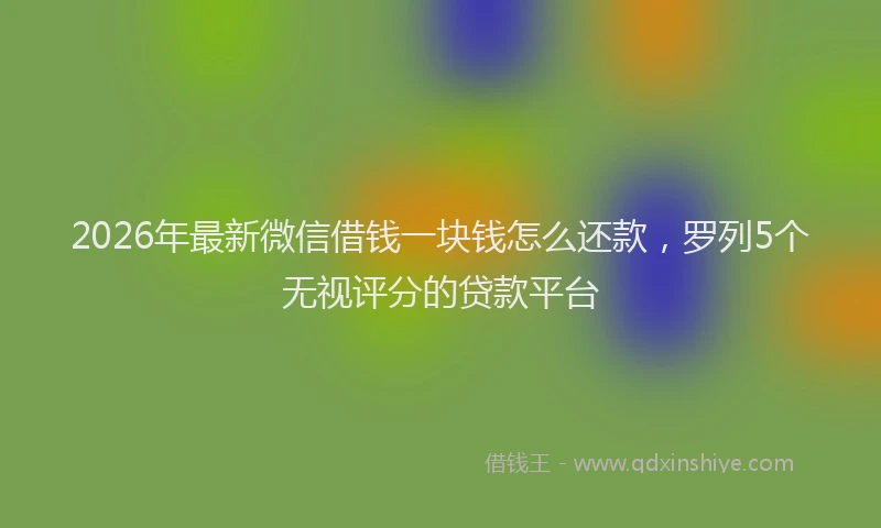 2026年最新微信借钱一块钱怎么还款，罗列5个无视评分的贷款平台