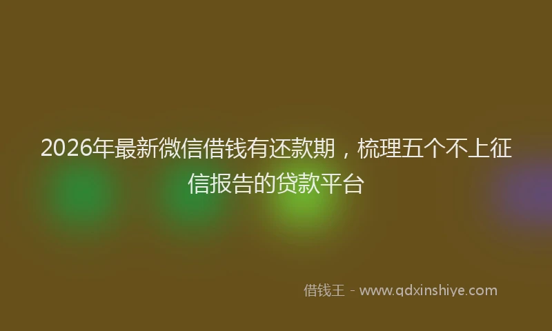 2026年最新微信借钱有还款期，梳理五个不上征信报告的贷款平台
