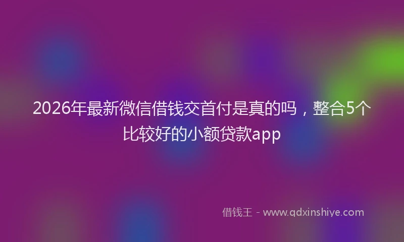 2026年最新微信借钱交首付是真的吗，整合5个比较好的小额贷款app