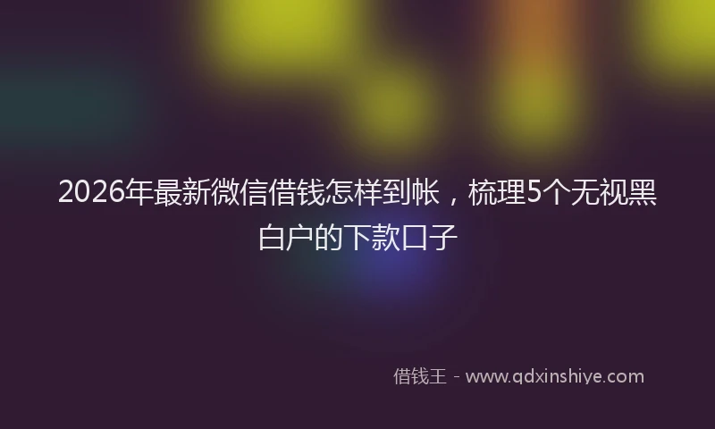 2026年最新微信借钱怎样到帐，梳理5个无视黑白户的下款口子