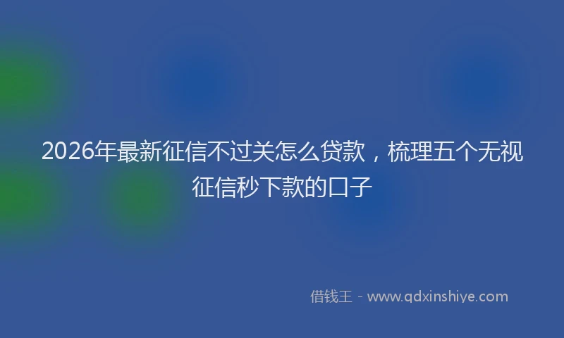 2026年最新征信不过关怎么贷款，梳理五个无视征信秒下款的口子