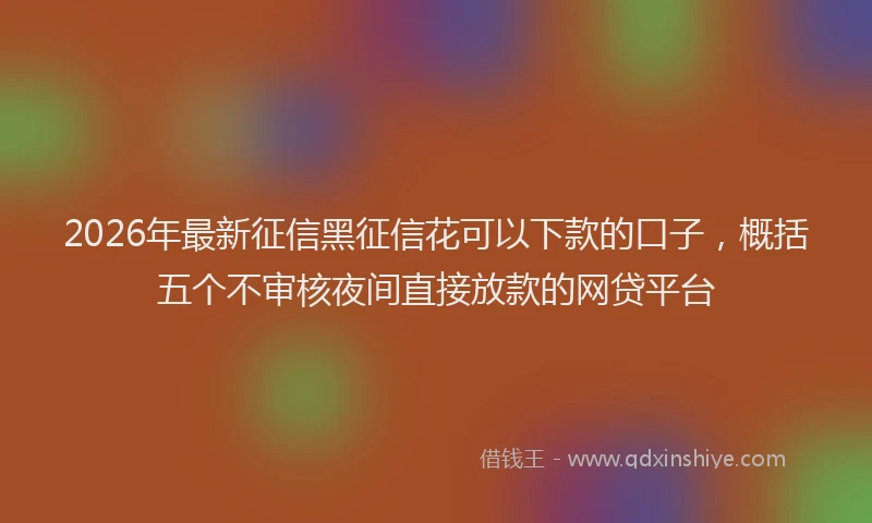 2026年最新征信黑征信花可以下款的口子，概括五个不审核夜间直接放款的网贷平台