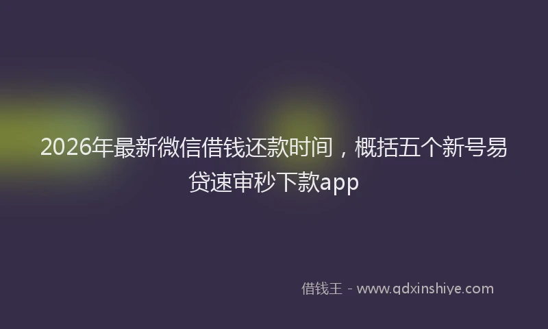 2026年最新微信借钱还款时间，概括五个新号易贷速审秒下款app