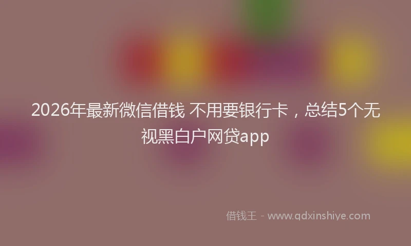 2026年最新微信借钱 不用要银行卡，总结5个无视黑白户网贷app