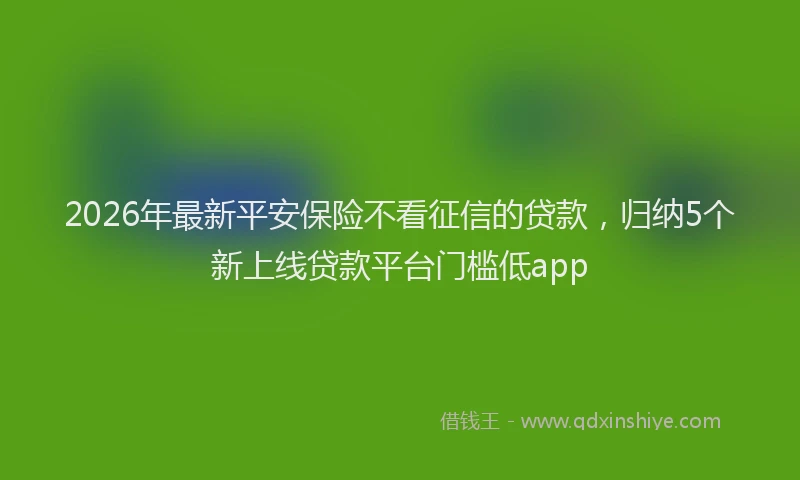 2026年最新平安保险不看征信的贷款，归纳5个新上线贷款平台门槛低app