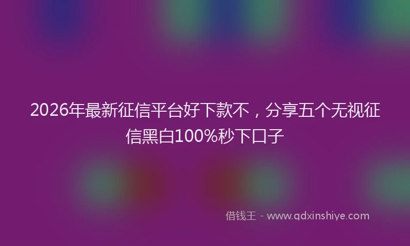 2026年最新征信平台好下款不，分享五个无视征信黑白100%秒下口子