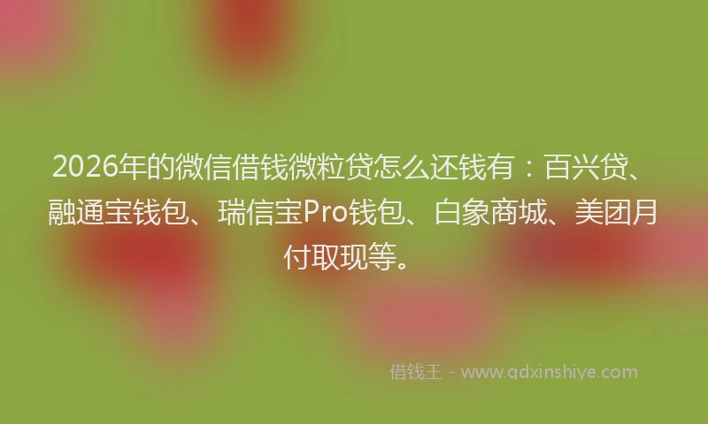 2026年的微信借钱微粒贷怎么还钱有：百兴贷、融通宝钱包、瑞信宝Pro钱包、白象商城、美团月付取现等。