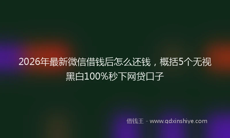 2026年最新微信借钱后怎么还钱，概括5个无视黑白100%秒下网贷口子