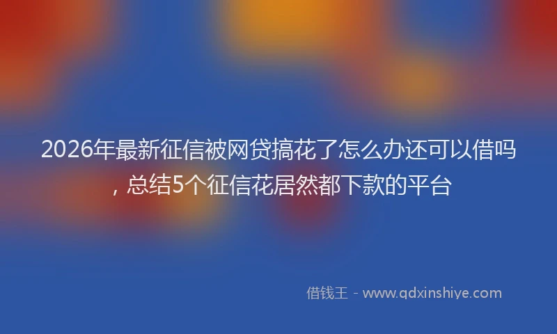 2026年最新征信被网贷搞花了怎么办还可以借吗，总结5个征信花居然都下款的平台
