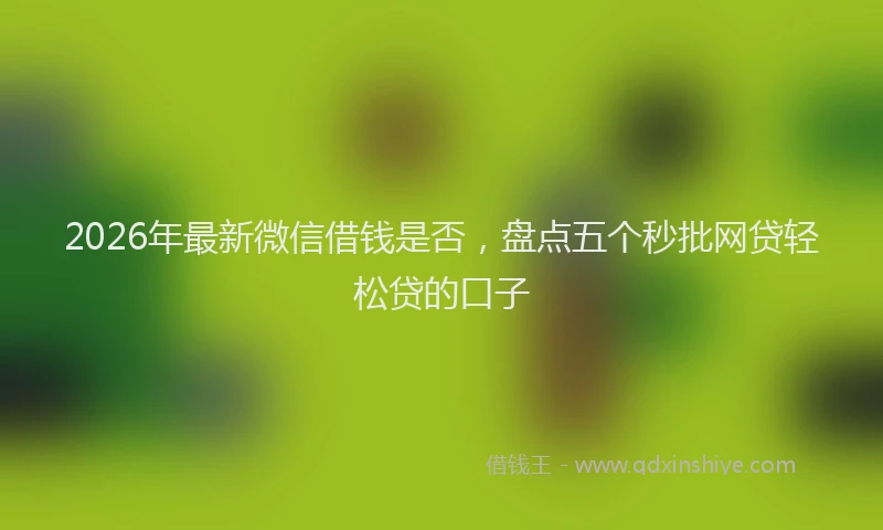 2026年最新微信借钱是否，盘点五个秒批网贷轻松贷的口子