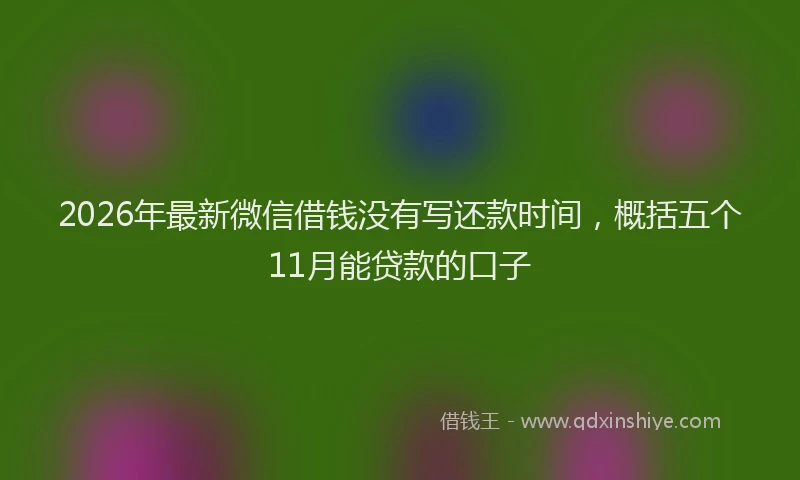 2026年最新微信借钱没有写还款时间，概括五个11月能贷款的口子