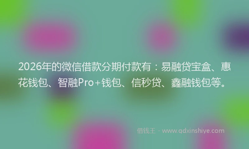 2026年的微信借款分期付款有：易融贷宝盒、惠花钱包、智融Pro+钱包、信秒贷、鑫融钱包等。