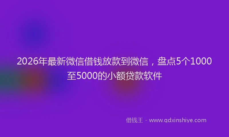 2026年最新微信借钱放款到微信，盘点5个1000至5000的小额贷款软件