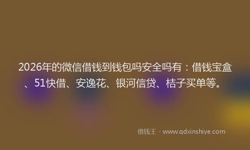 2026年的微信借钱到钱包吗安全吗有：借钱宝盒、51快借、安逸花、银河信贷、桔子买单等。