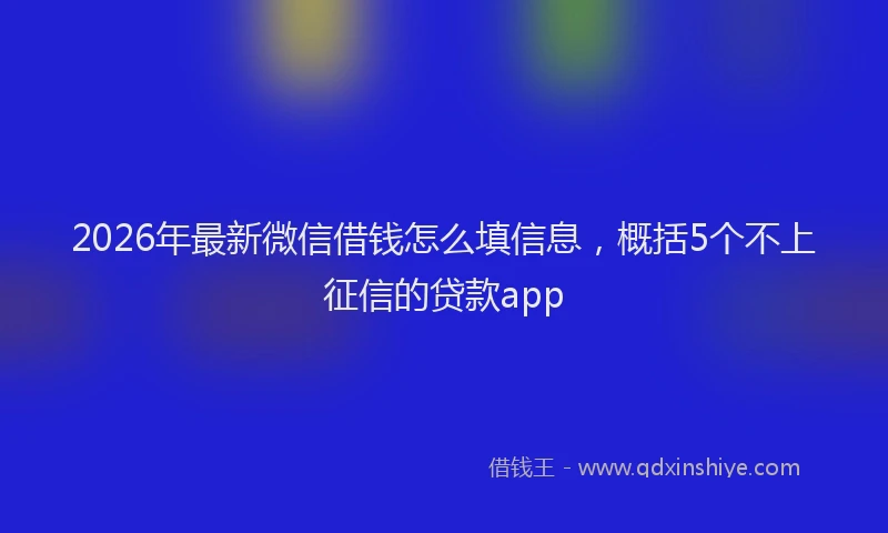 2026年最新微信借钱怎么填信息，概括5个不上征信的贷款app
