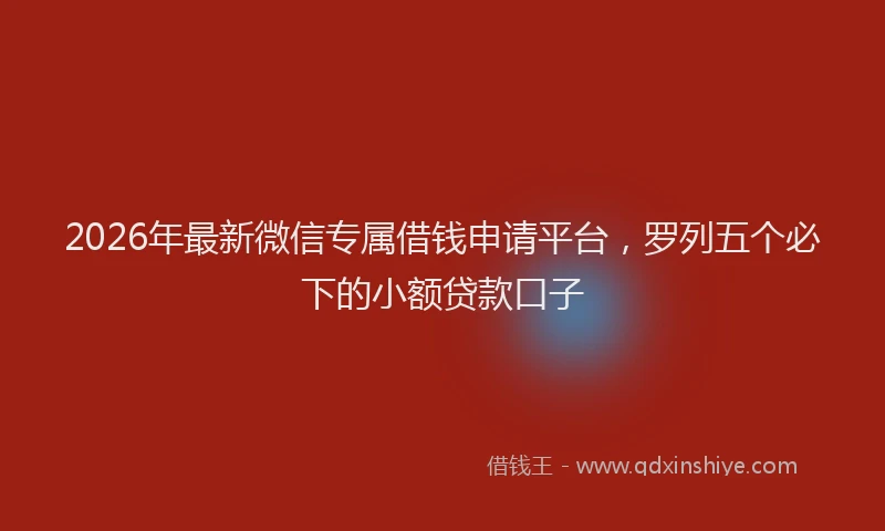 2026年最新微信专属借钱申请平台，罗列五个必下的小额贷款口子
