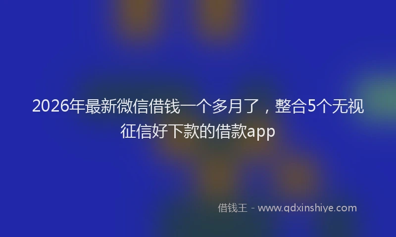 2026年最新微信借钱一个多月了，整合5个无视征信好下款的借款app