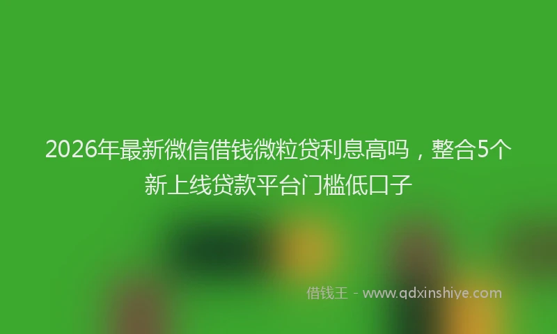 2026年最新微信借钱微粒贷利息高吗，整合5个新上线贷款平台门槛低口子