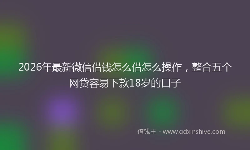 2026年最新微信借钱怎么借怎么操作，整合五个网贷容易下款18岁的口子