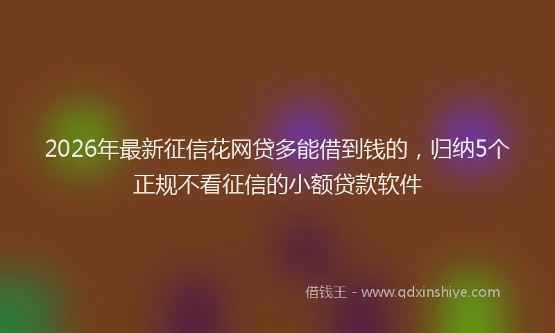 2026年最新征信花网贷多能借到钱的，归纳5个正规不看征信的小额贷款软件