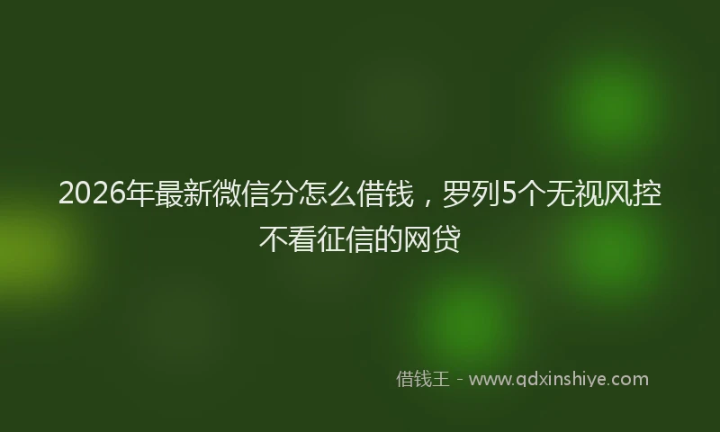 2026年最新微信分怎么借钱，罗列5个无视风控不看征信的网贷