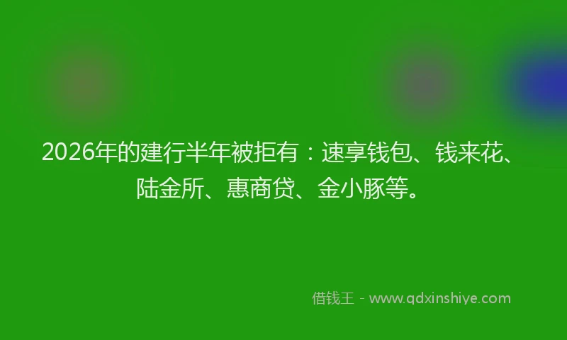 2026年的建行半年被拒有：速享钱包、钱来花、陆金所、惠商贷、金小豚等。