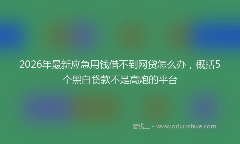 2026年最新应急用钱借不到网贷怎么办，概括5个黑白贷款不是高炮的平台