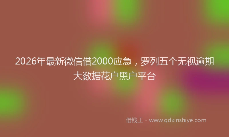 2026年最新微信借2000应急，罗列五个无视逾期大数据花户黑户平台