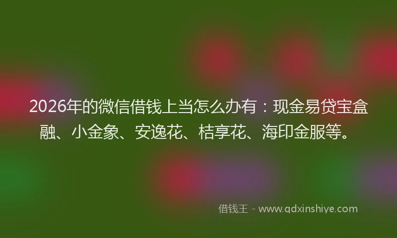 2026年的微信借钱上当怎么办有：现金易贷宝盒融、小金象、安逸花、桔享花、海印金服等。