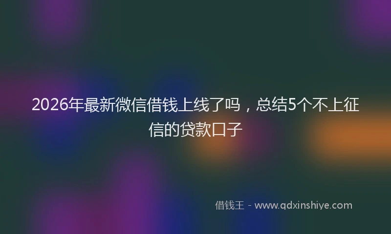 2026年最新微信借钱上线了吗，总结5个不上征信的贷款口子