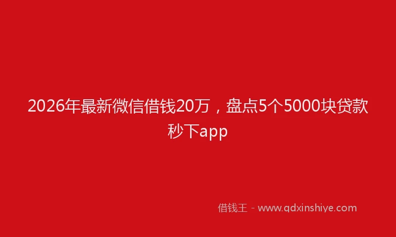 2026年最新微信借钱20万，盘点5个5000块贷款秒下app