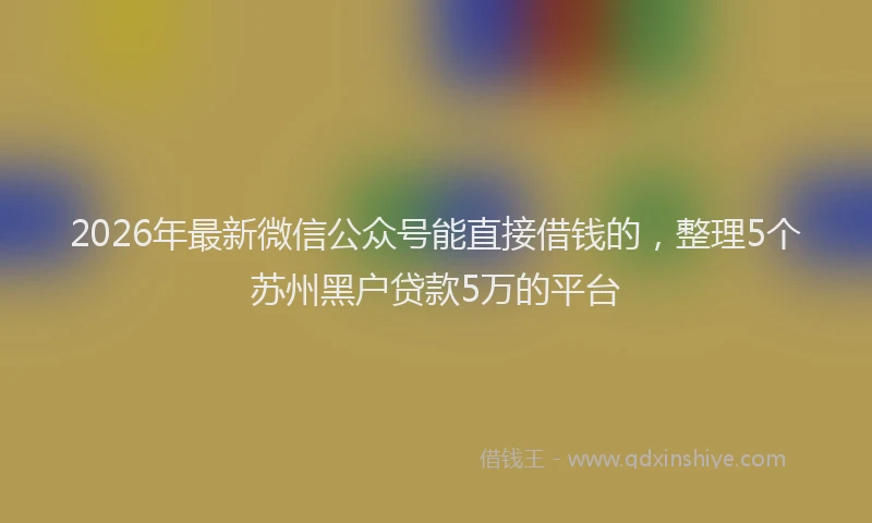 2026年最新微信公众号能直接借钱的，整理5个苏州黑户贷款5万的平台