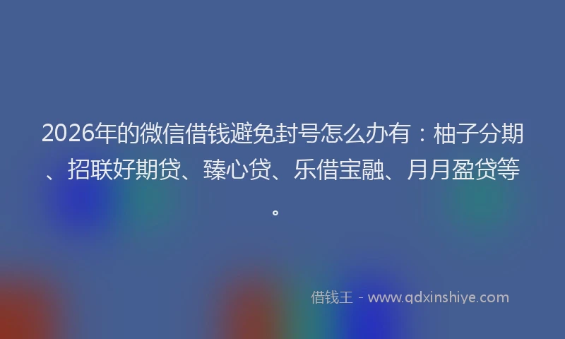 2026年的微信借钱避免封号怎么办有：柚子分期、招联好期贷、臻心贷、乐借宝融、月月盈贷等。