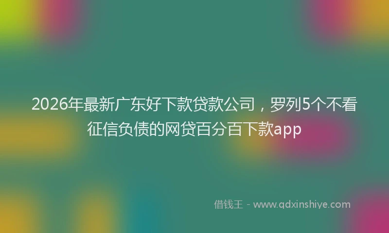 2026年最新广东好下款贷款公司，罗列5个不看征信负债的网贷百分百下款app