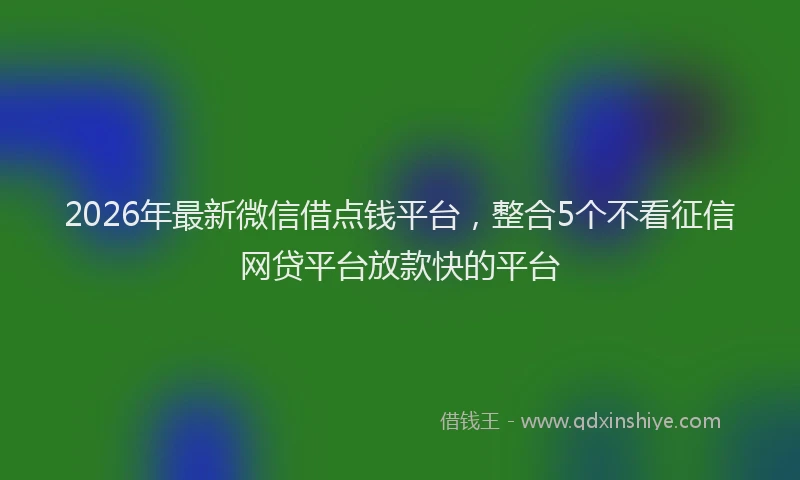 2026年最新微信借点钱平台，整合5个不看征信网贷平台放款快的平台
