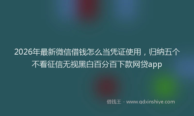 2026年最新微信借钱怎么当凭证使用，归纳五个不看征信无视黑白百分百下款网贷app