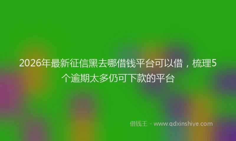 2026年最新征信黑去哪借钱平台可以借，梳理5个逾期太多仍可下款的平台