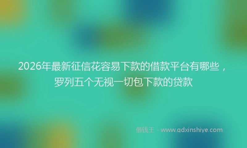 2026年最新征信花容易下款的借款平台有哪些，罗列五个无视一切包下款的贷款