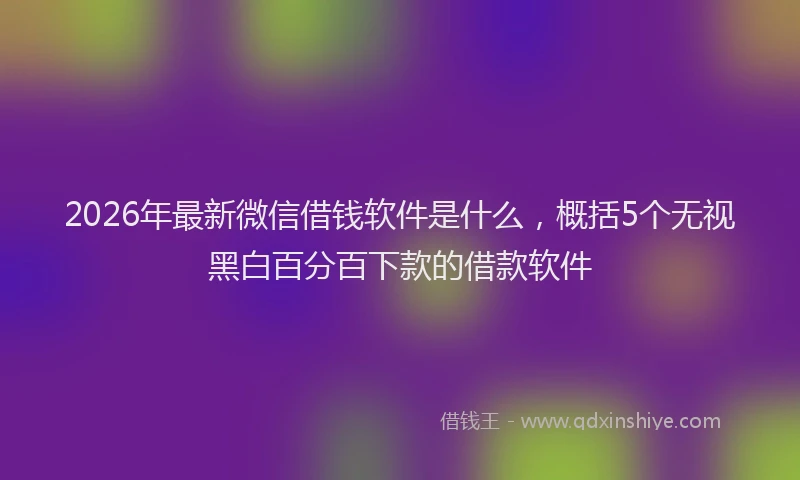 2026年最新微信借钱软件是什么，概括5个无视黑白百分百下款的借款软件