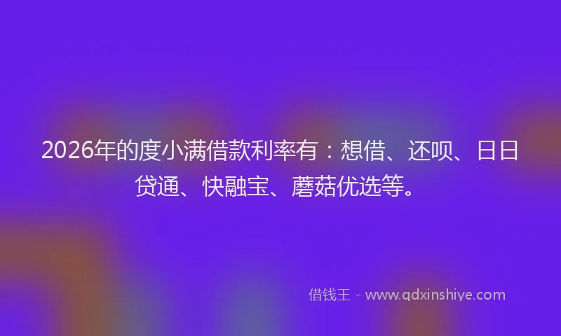 2026年的度小满借款利率有：想借、还呗、日日贷通、快融宝、蘑菇优选等。