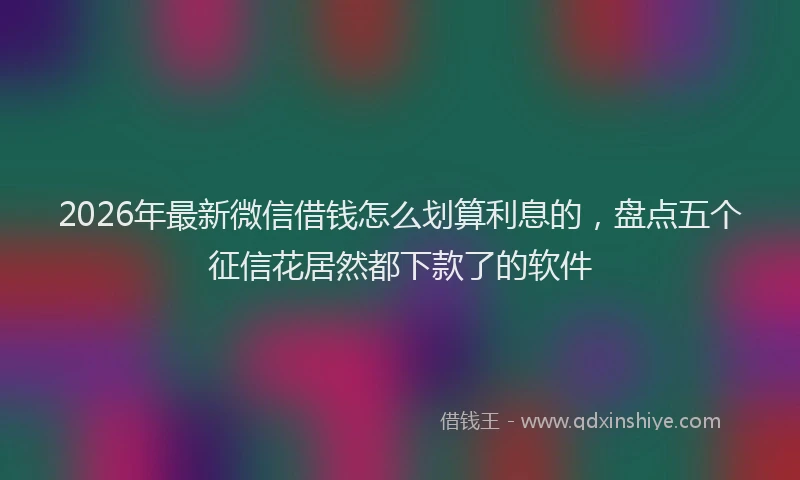 2026年最新微信借钱怎么划算利息的，盘点五个征信花居然都下款了的软件