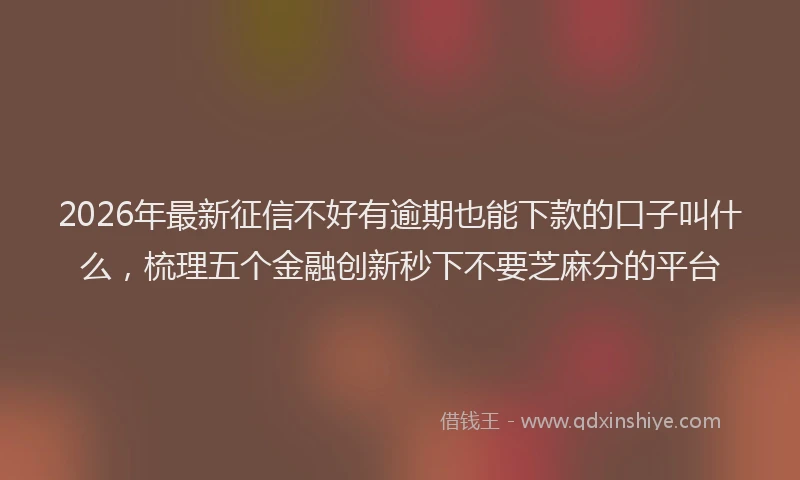 2026年最新征信不好有逾期也能下款的口子叫什么，梳理五个金融创新秒下不要芝麻分的平台