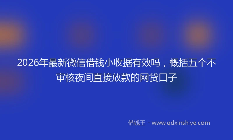 2026年最新微信借钱小收据有效吗，概括五个不审核夜间直接放款的网贷口子