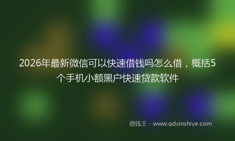 2026年最新微信可以快速借钱吗怎么借，概括5个手机小额黑户快速贷款软件