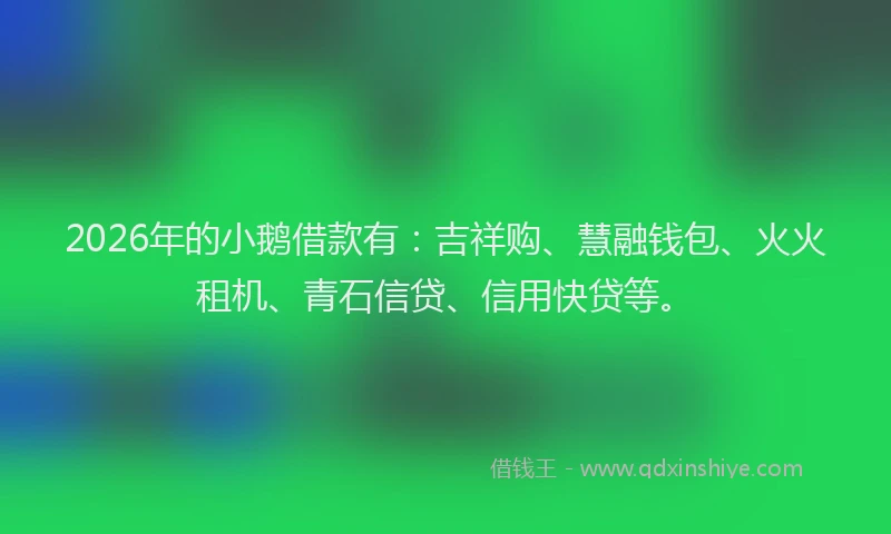 2026年的小鹅借款有:吉祥购、慧融钱包、火火租机、青石信贷、信用快贷等。