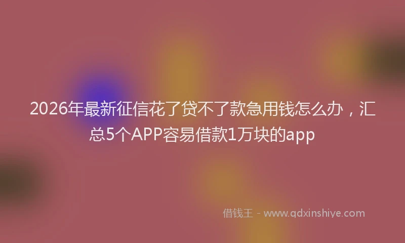 2026年最新征信花了贷不了款急用钱怎么办，汇总5个APP容易借款1万块的app
