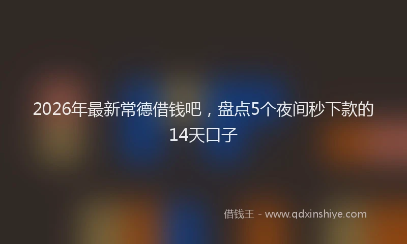 2026年最新常德借钱吧，盘点5个夜间秒下款的14天口子