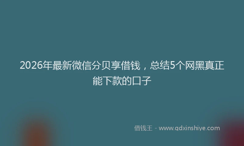 2026年最新微信分贝享借钱，总结5个网黑真正能下款的口子